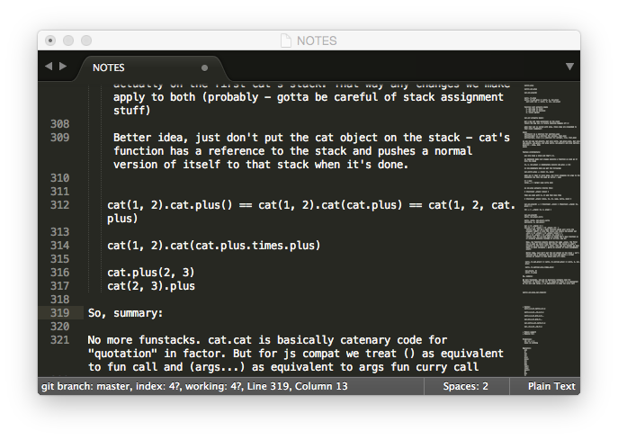 Screenshot of a NOTES file